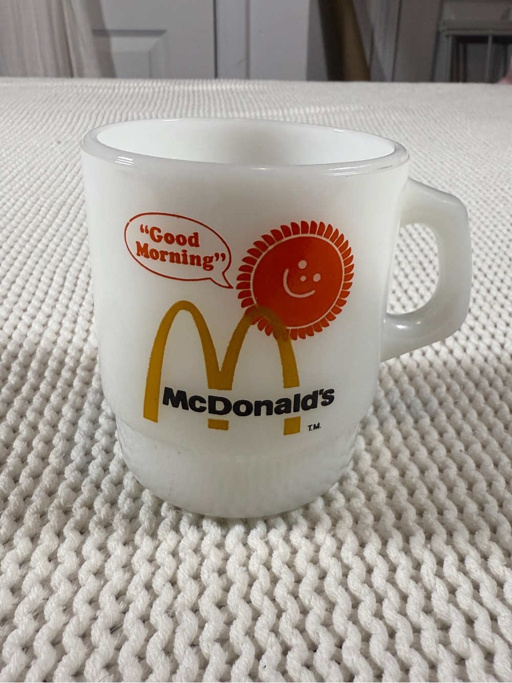 Vintage 1976 Fire-King McDonald’s “Good Morning” Sun Mug Made in USA